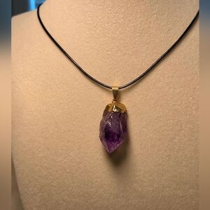 Raw Amethyst Point Pendant Necklace